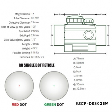 Kolimátor rychlomontáž UTG CQB TACTICAL RED/GREEN