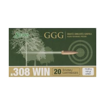 Náboj GGG .308 WIN - HPBT 168grn (10,89 g) Sierra MatchKing