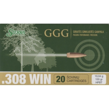 Náboj GGG .308 WIN - HPBT 155gr (10,04 g) Sierra MatchKing