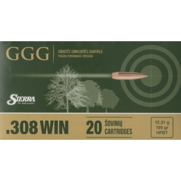 Náboj GGG .308 WIN - HPBT 190 gr (12,31g) Sierra MatchKing